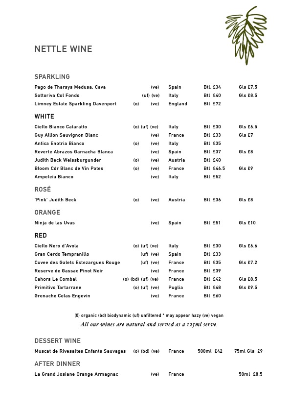 Drinks Menu