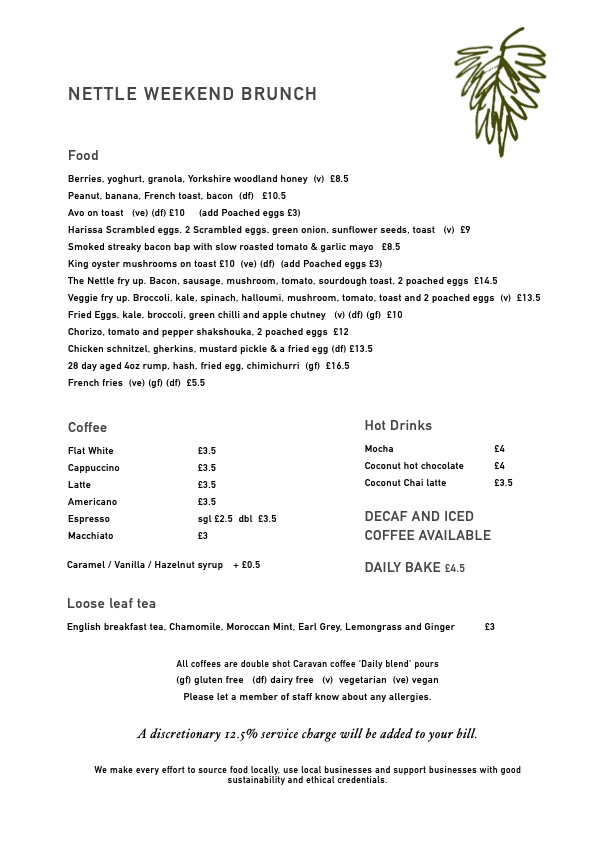 Weekend Brunch Menu