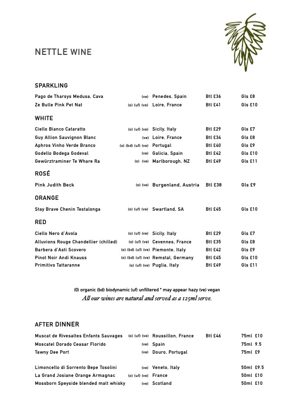 Drinks Menu
